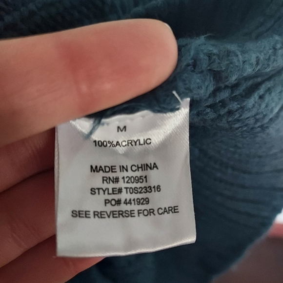 Teal/green Hippie Rose Cowl Neck Sweater - Picture 4 of 4